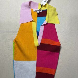 NEW Steve Madden Paige Sweater MultiColor Knit Polo Tank XS